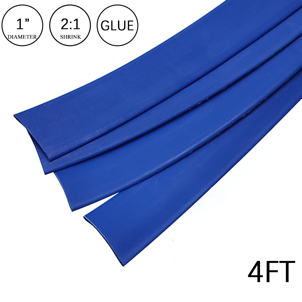 2:1 Heat Shrink Tube – 1″ Blue Dual Wall Marine Adhesive Glue Lined Waterproof