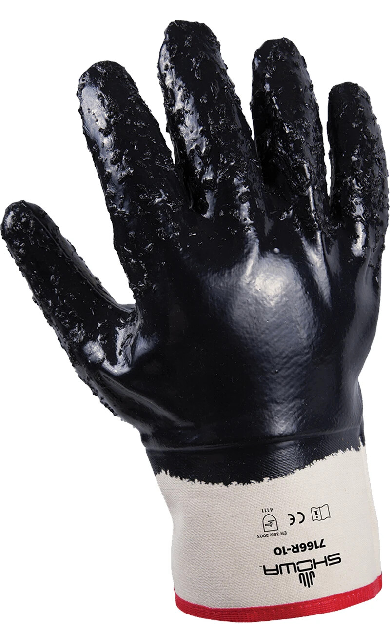 Showa 7166R 10 Men’s Large Nitri-Pro Coated Safety Cuff Rough 1, 12, 72 Pairs