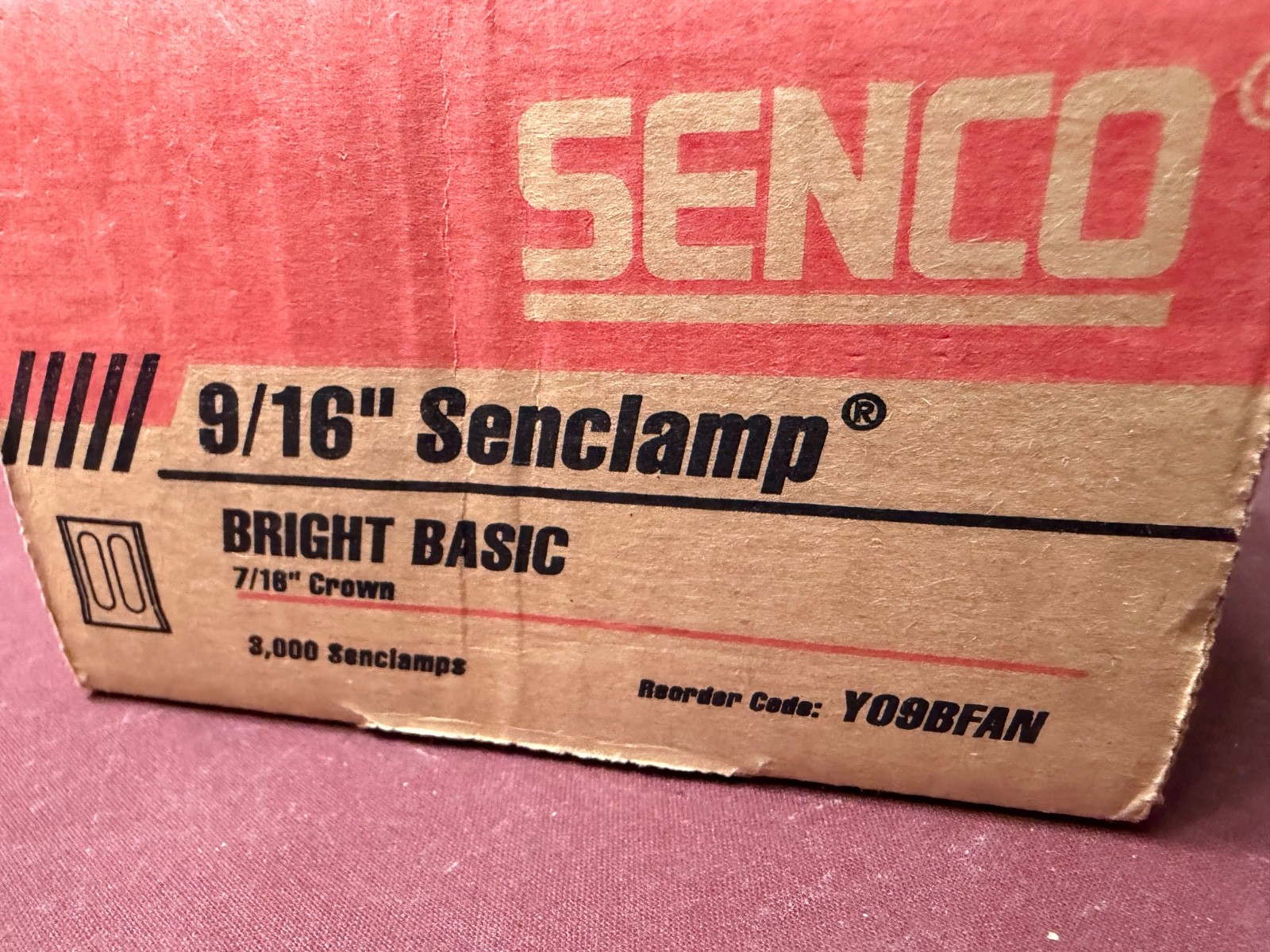 SENCO 9/16″ Senclamp Bright Basic Y09BFAN, 7/16″ Crown, 2940 Count