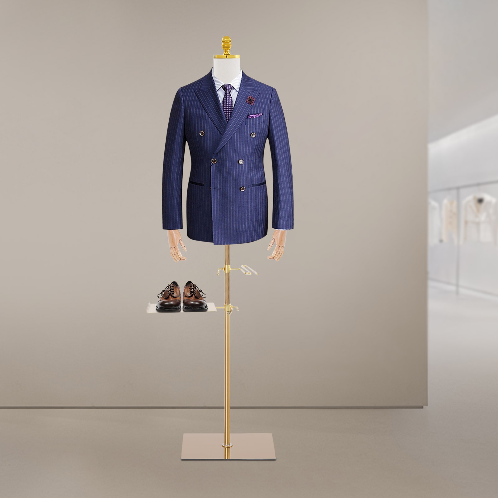 Adjustable Male Mannequin 150-180cm with Pants & Shoe Rack, 66 lbs Capacity