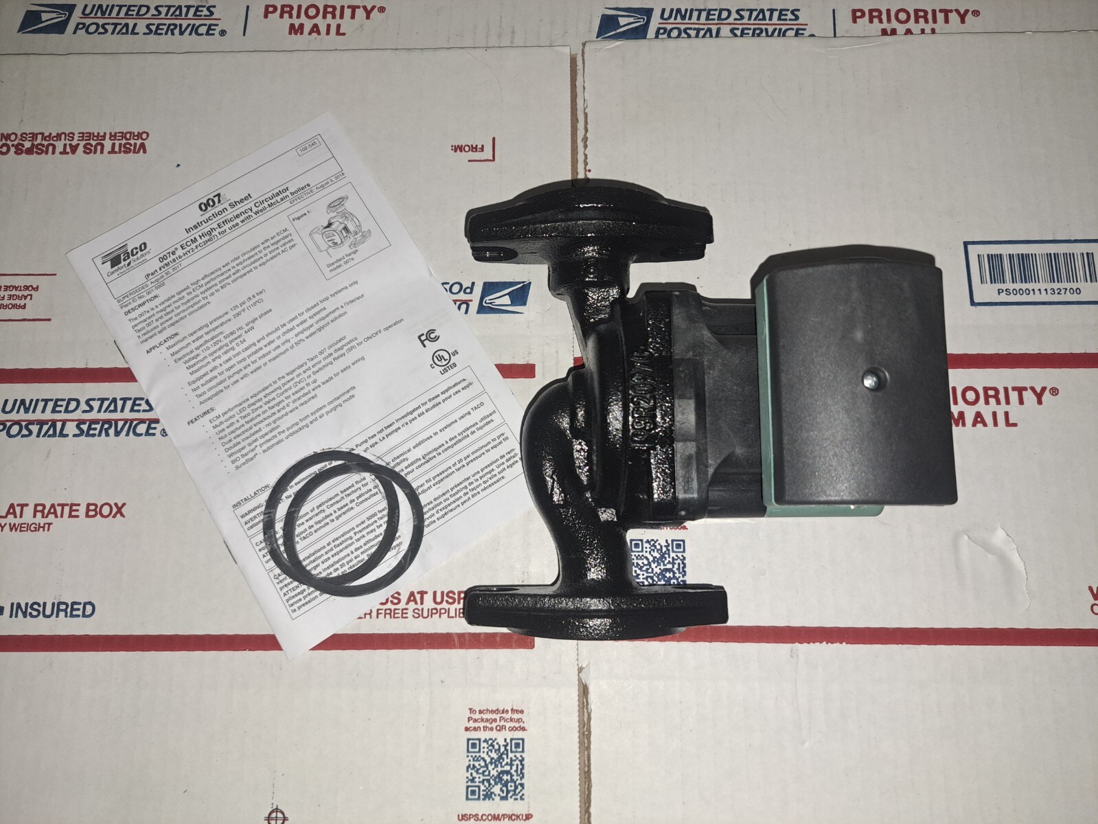 TACO 007e-2F2 ECM High Efficiency CARTRIDGE CIRCULATOR PUMP – 09/25 Model 007 F5