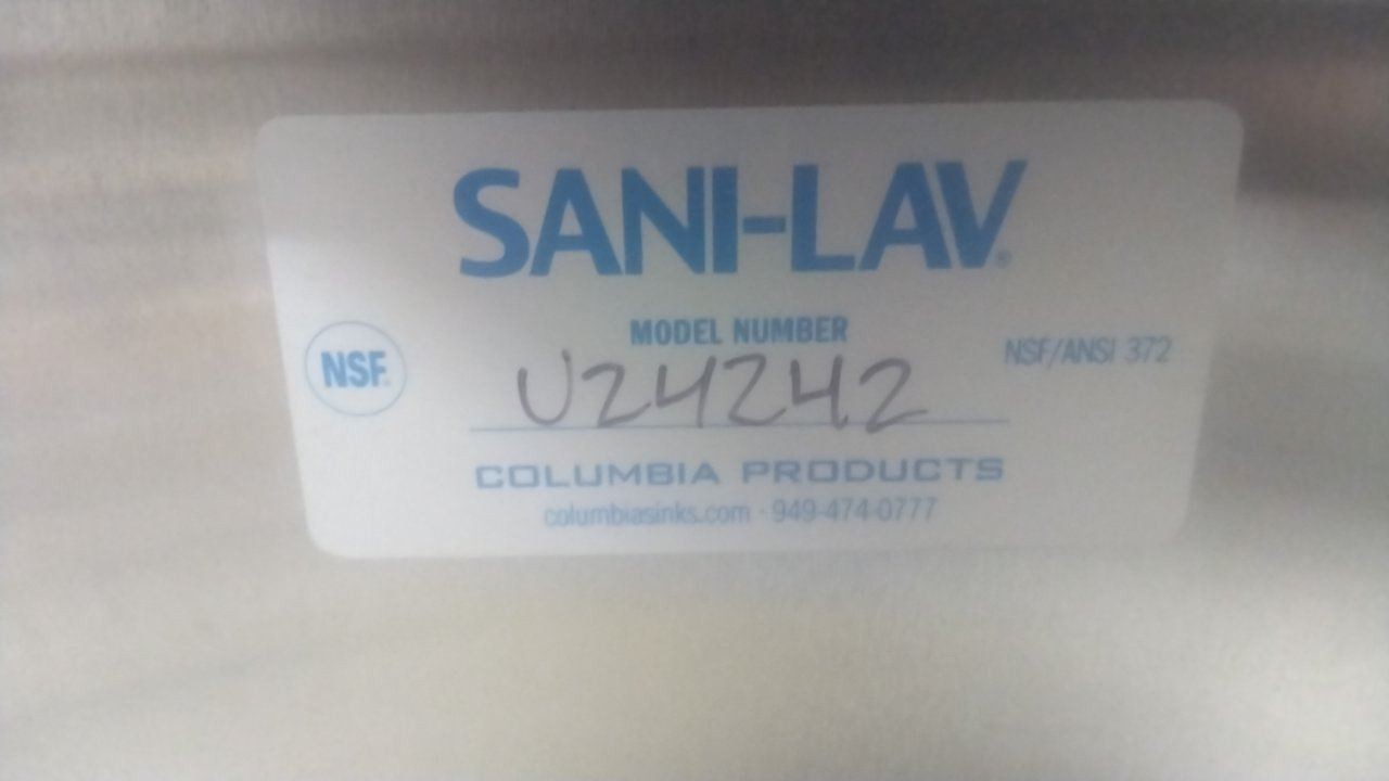 Sani-Lav U24242 24 In Bowl Length/Width 2 GPM Stainless Steel Utility Sink