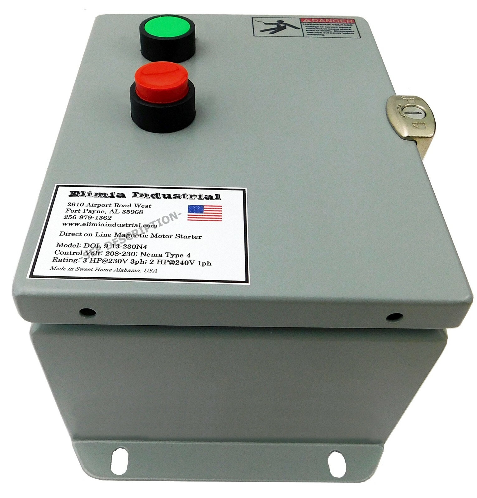 Elimia DOL 22-32-480N4 20 HP 480V Magnetic Motor Starter Nema Rated 4 UL508A