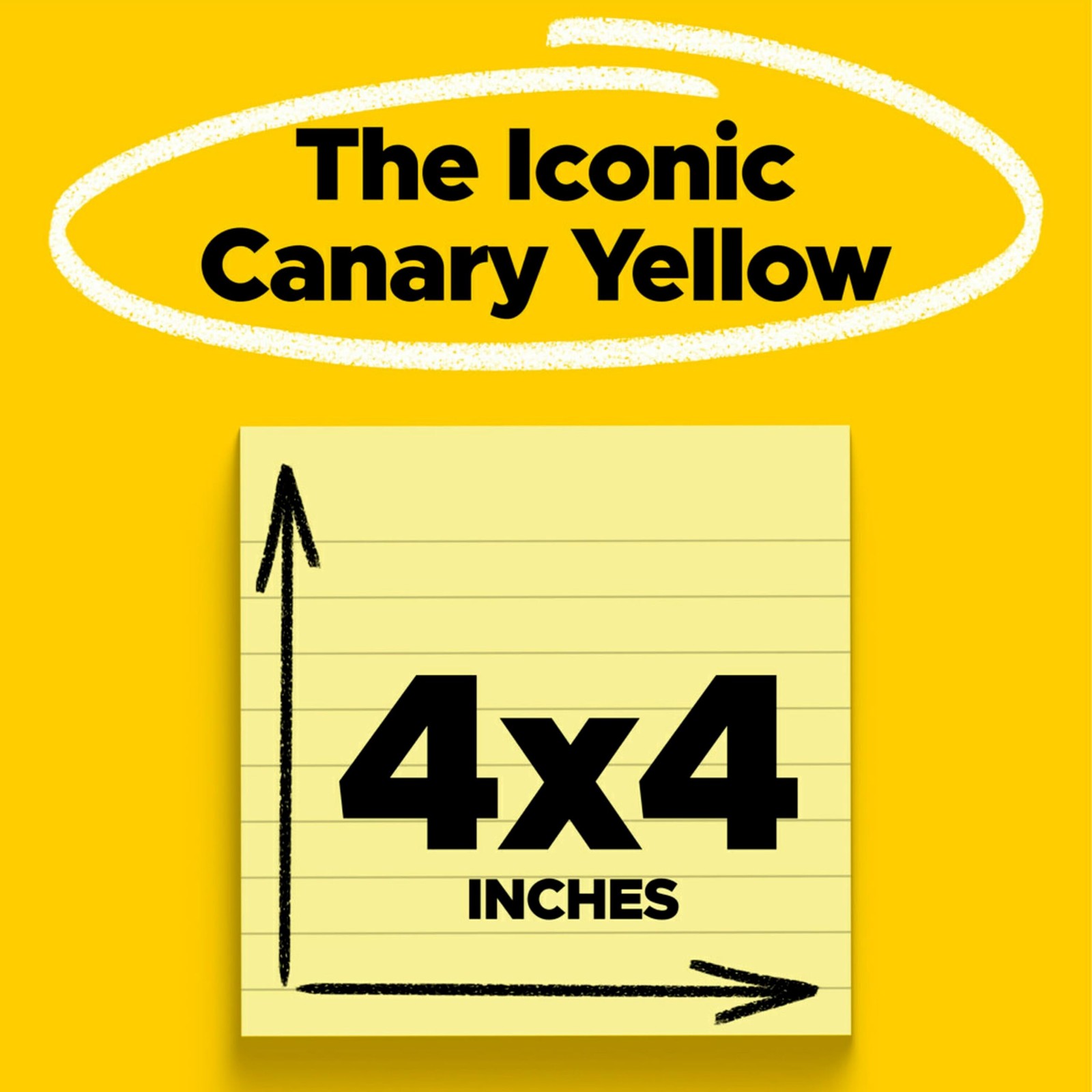 Post-it Super Sticky Lined Notes, 6 Note Pads, 4″ x 4″, Canary Yellow