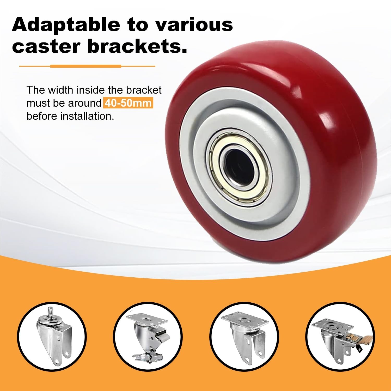 Universal Fit 2Pcs 3-Inch PU Caster Wheels – Ideal for Trolleys and Workbenches