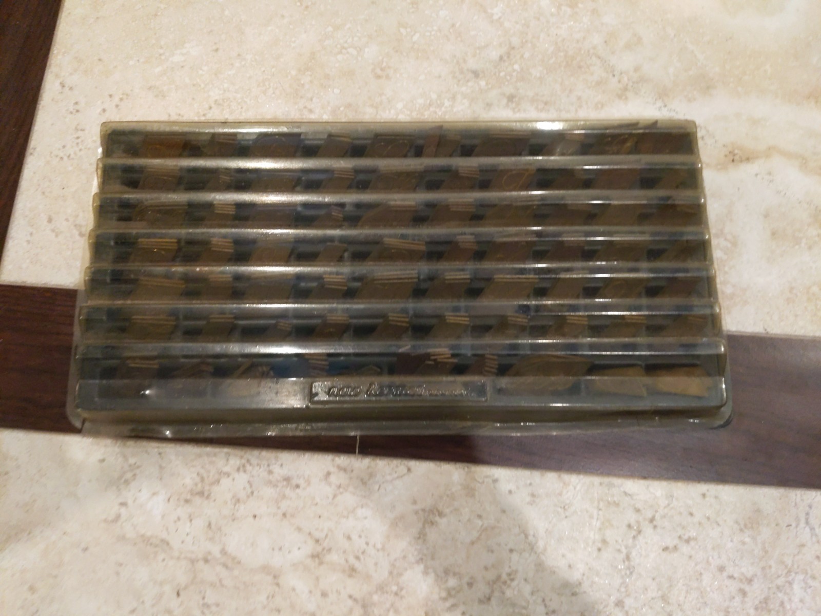 Complete Set of Brass Unknown Brand/Model Cursive Font Engraving Type