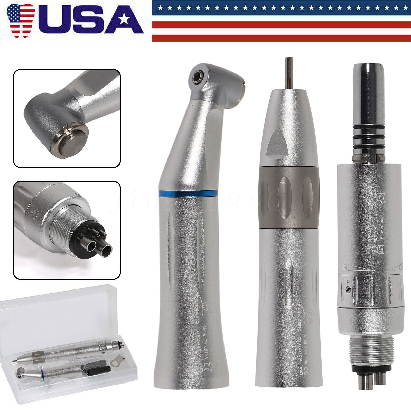 NSK Style E-type Dental Push Button Inner Spray Low Slow Speed Handpiece 4 Holes