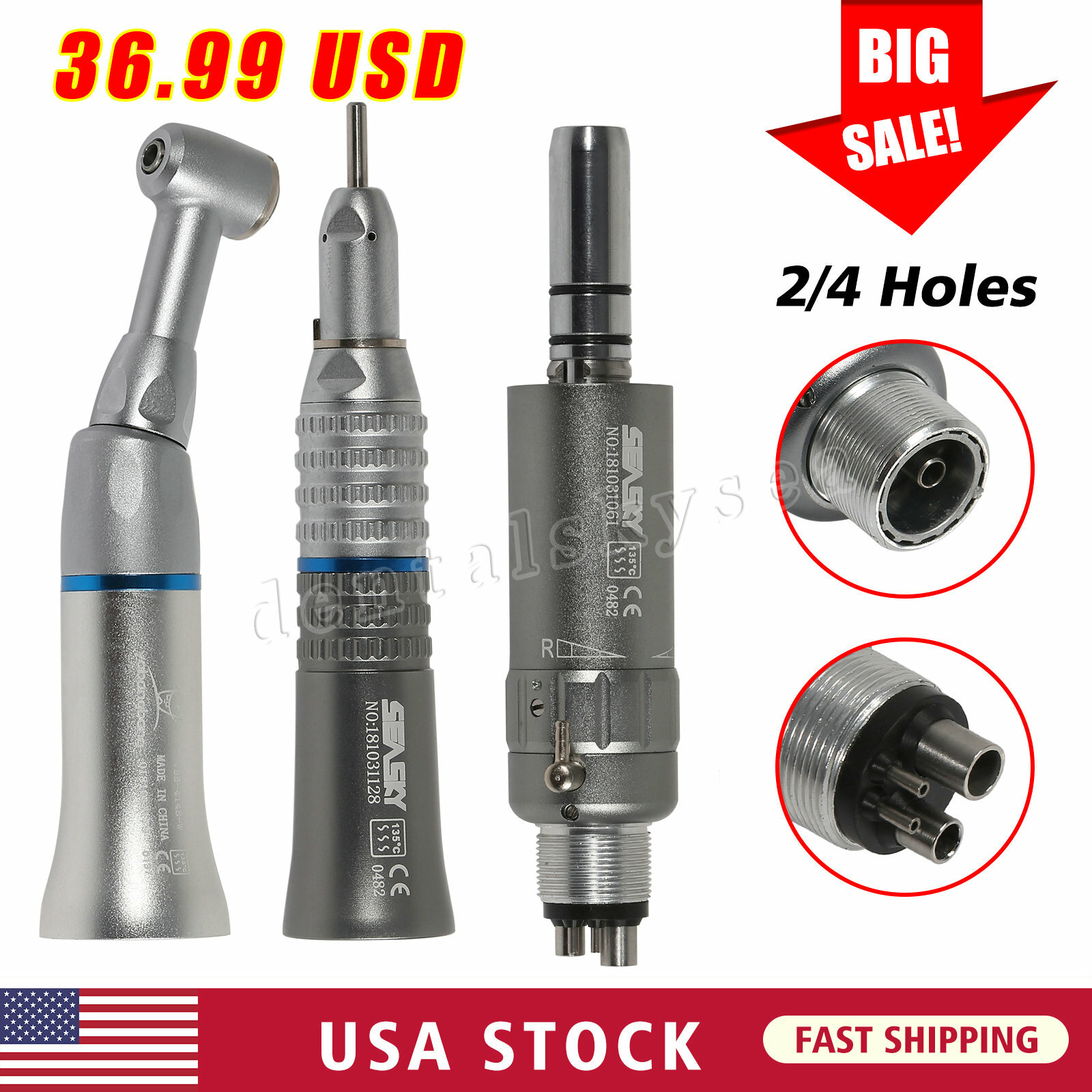 Estilo NSK Dental Contra Angulo Baja Velocidad Pieza de Mano 4/2hole Push Button