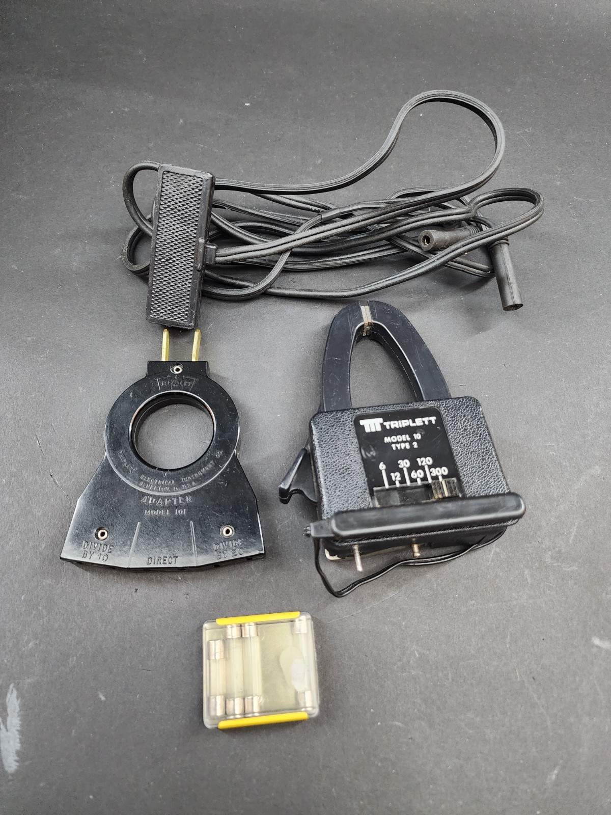 Triplett Model 60 Type 2 Handheld MultiMeter With C Clamp, Adapter Etc