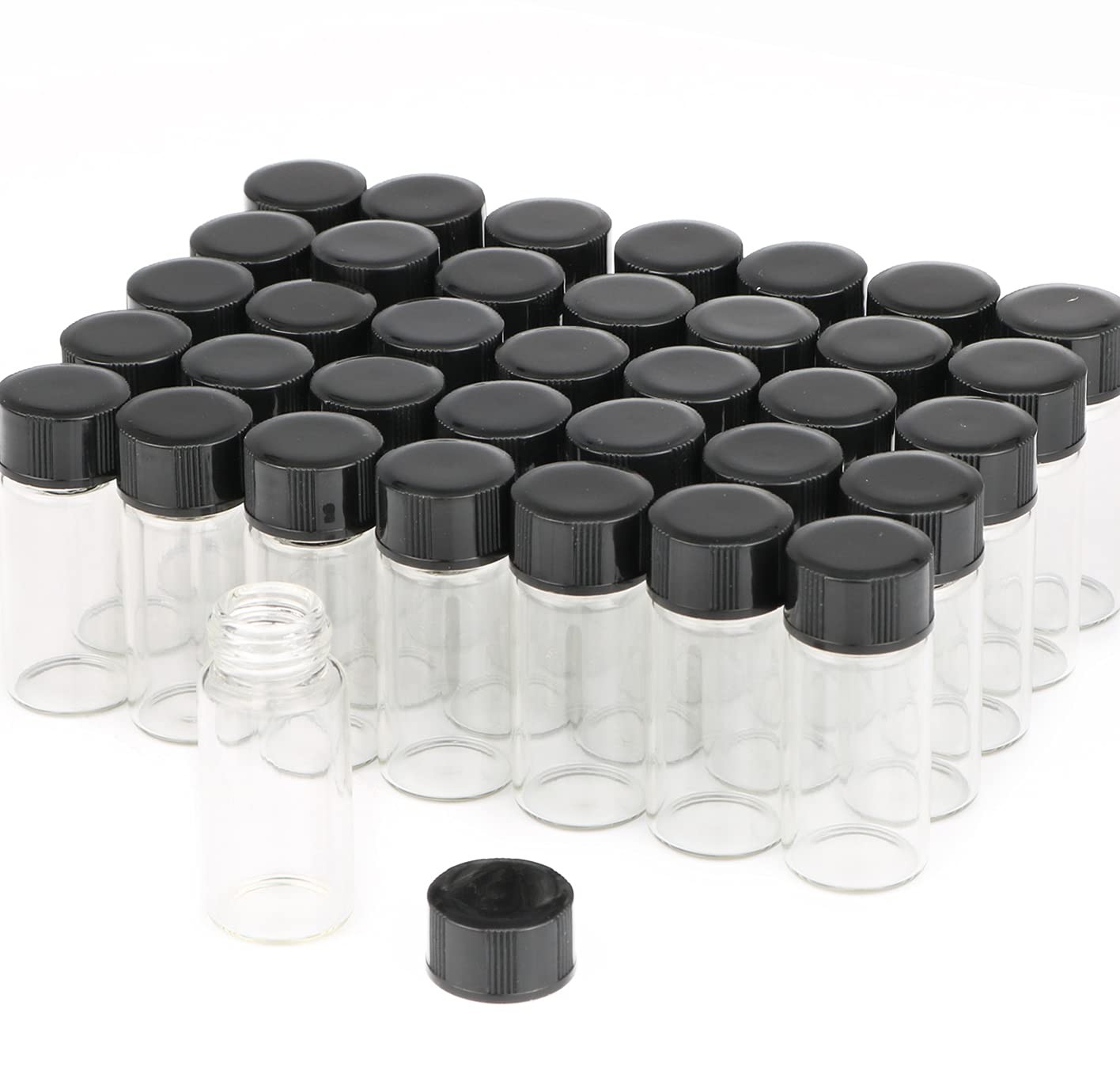 USRommaner 50 Pack,5ml (1/6 oz) Clear Glass Liquid Sample Vial with Screw Cap…