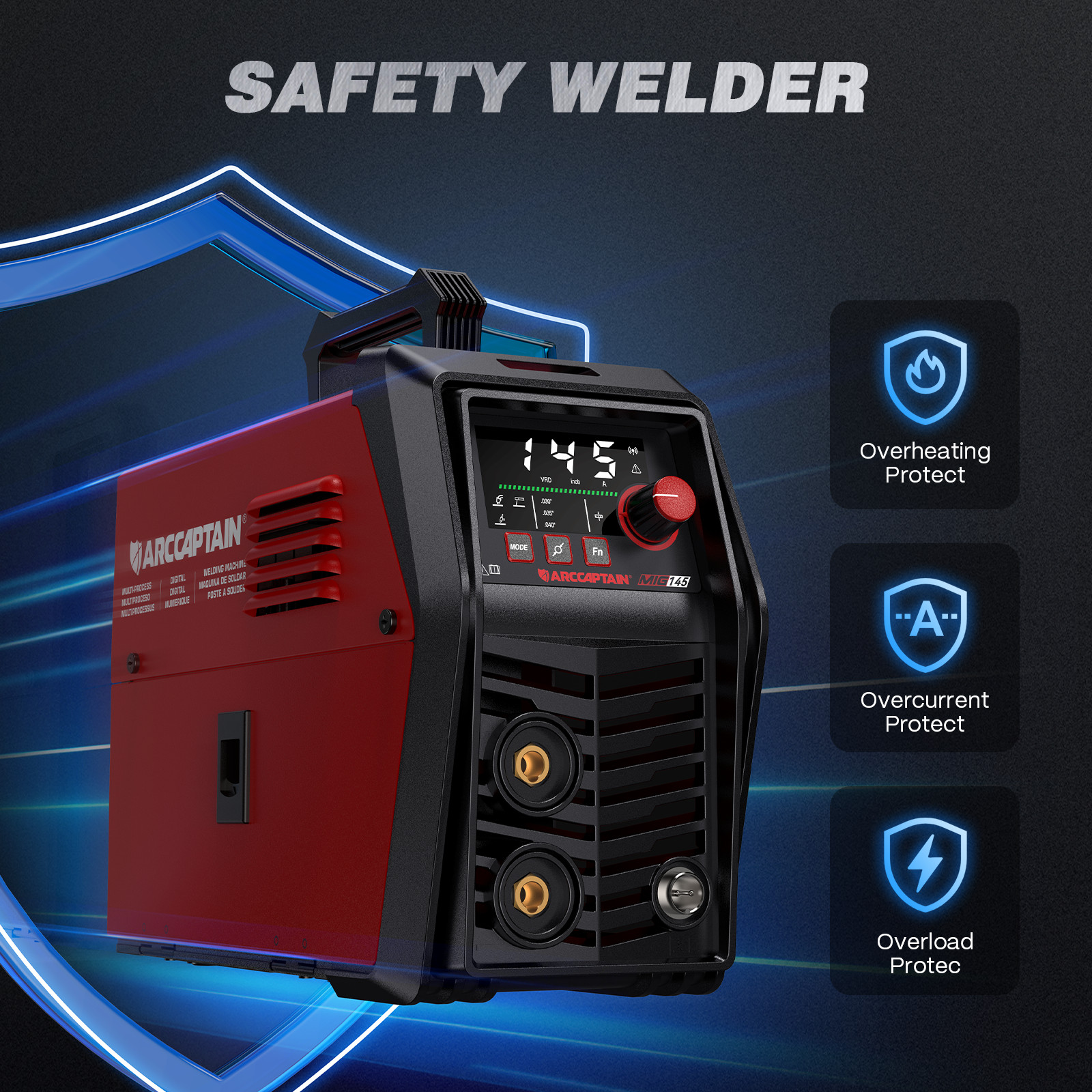 ARCCAPTAIN iControl MIG145 Pro 145A Flux Core MIG Welder 120V Welding Machine