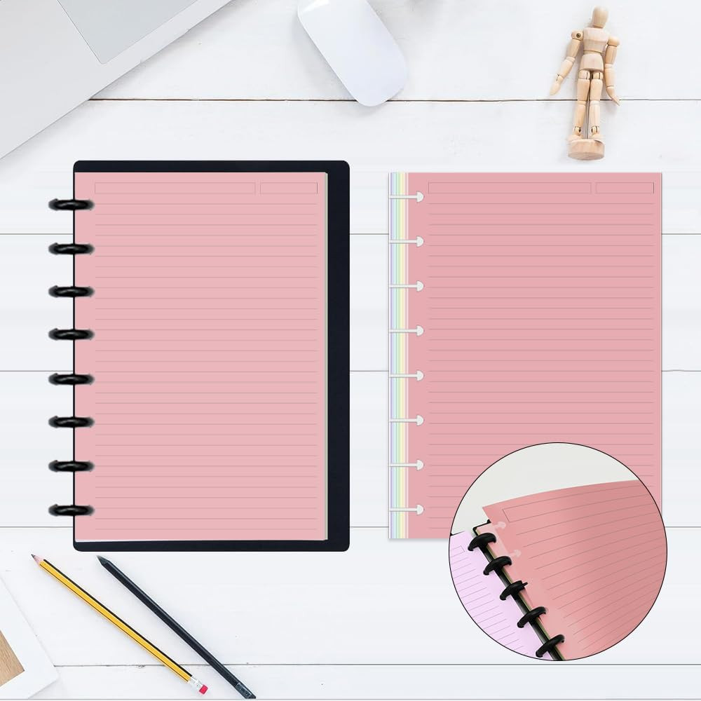 Junior Size TUL Discbound Lined Refill Paper, 8-Disc Disbound Insert, 5 Colors(2