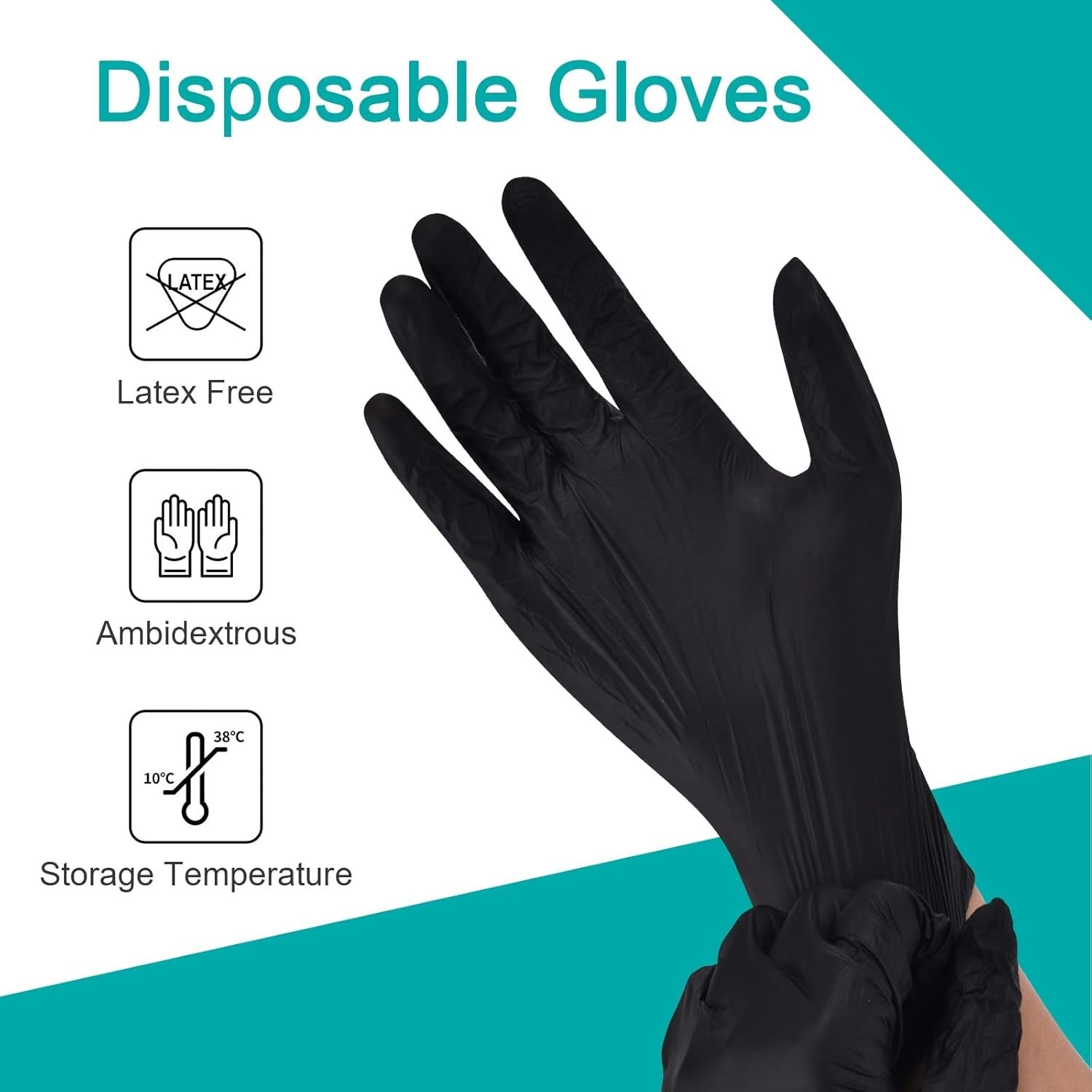 Black Vinyl Disposable Gloves, 4 Mil – Safe for Food & Latex Allergy – 100 Pack