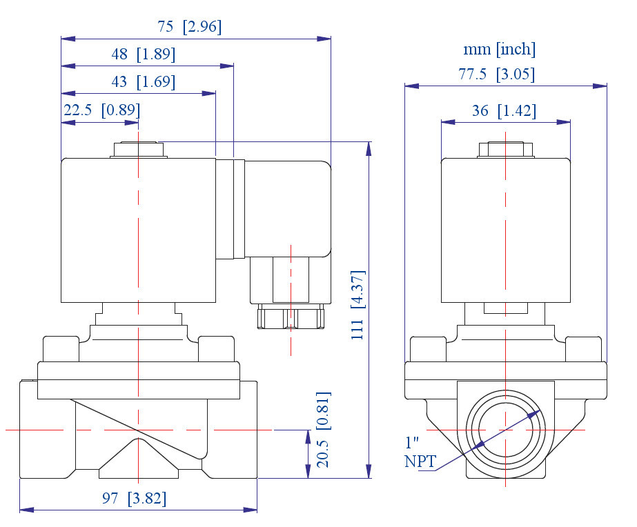 1 inch 220V-240V AC Normally Closed Brass Electric Solenoid Valve NPT