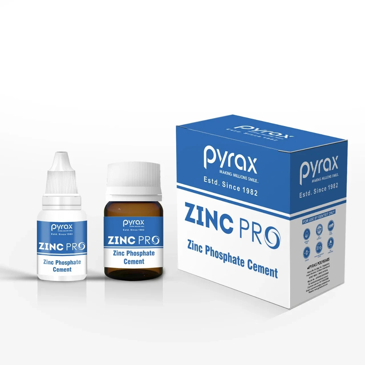 Pyrax Zinc Phosphate Cement Permanent Tooth Filling Pow 30g Liq 15ml Kit Dental