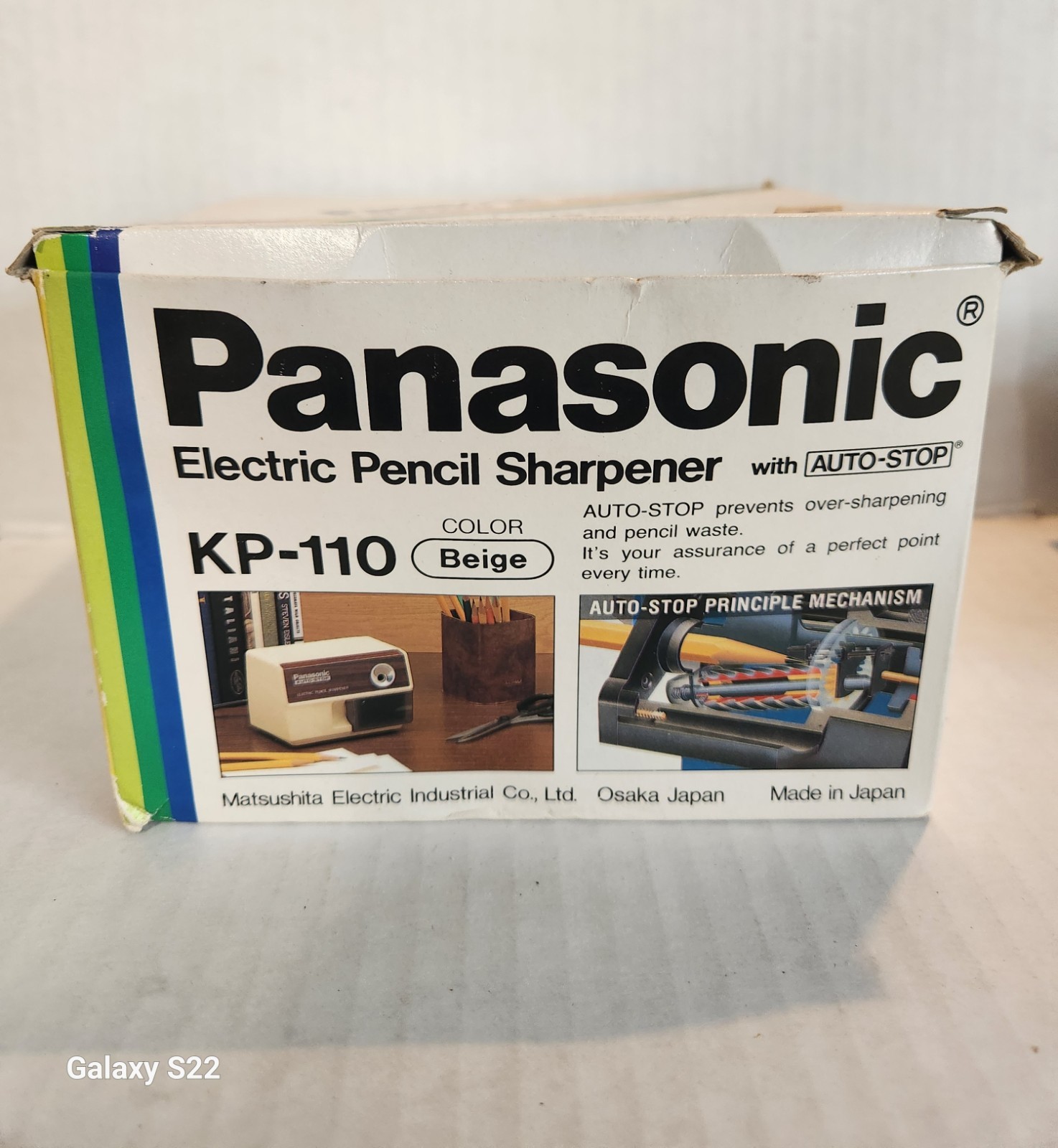 Preowned Working Panasonic KP-110 Electric Pencil Sharpener with Auto-Stop Beige