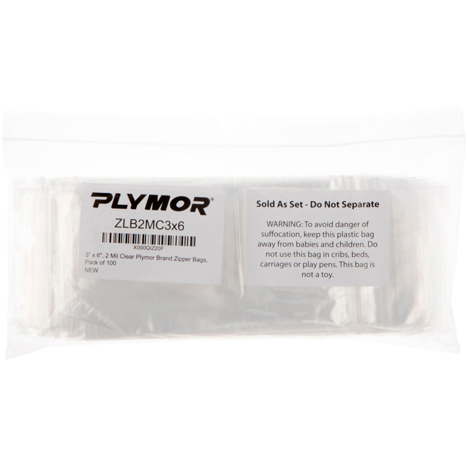 Plymor 3″ x 6″, 2 Mil Zipper Reclosable Plastic Bags