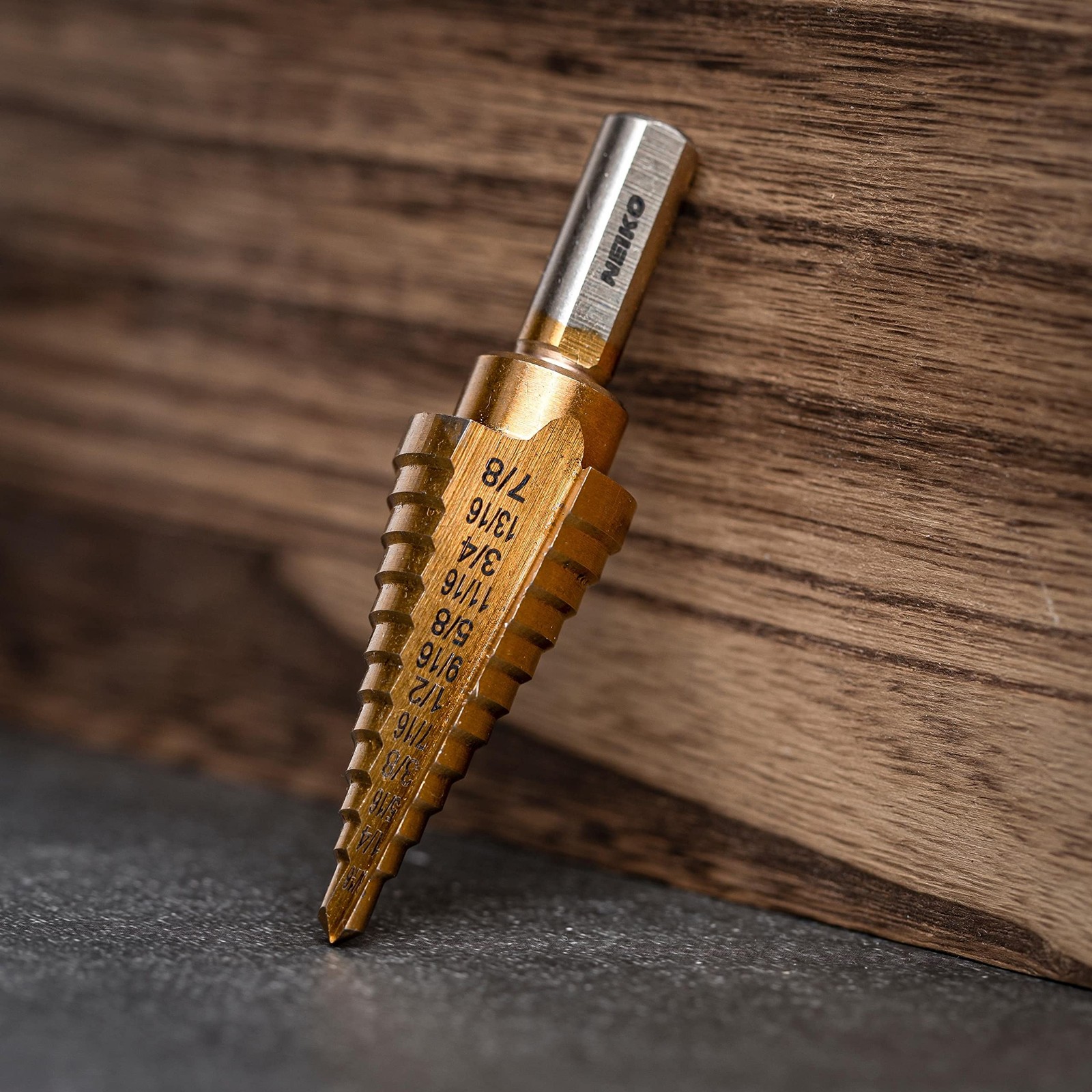 NEIKO 10185A Titanium Step Drill Bit, High-Speed Alloy-Steel Tri-Flat Shank