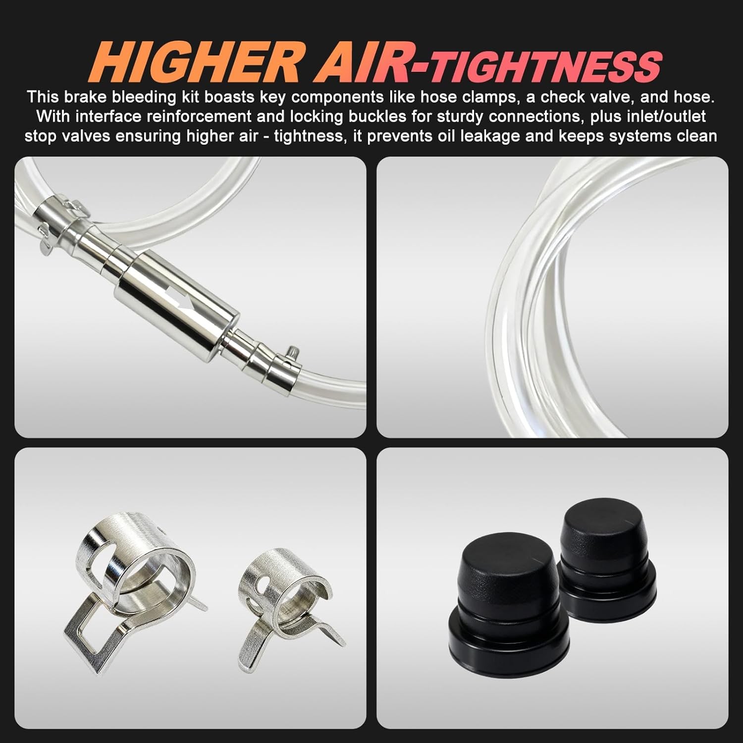 Brake Bleeder Hose with One Way Check Valve – Universal Brake Bleeding Kit