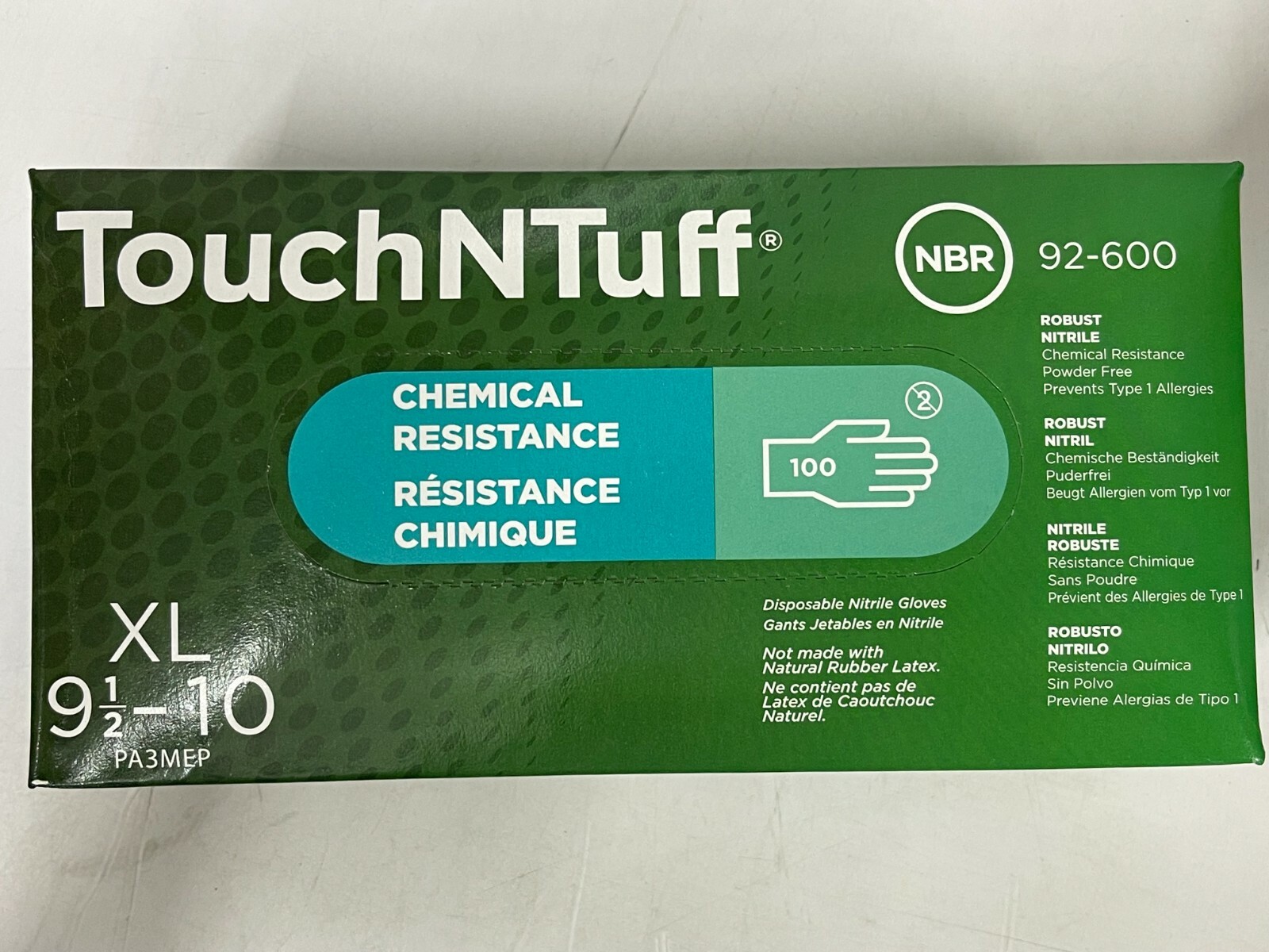 CASE OF 10 BOXES Ansell Nitrile Gloves Chemical Resistance Size XL 92-600