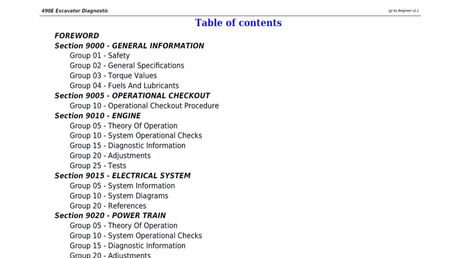 John Deere 490E Excavator Diagnostic Operation Test Technical Manual TM1504 PDF