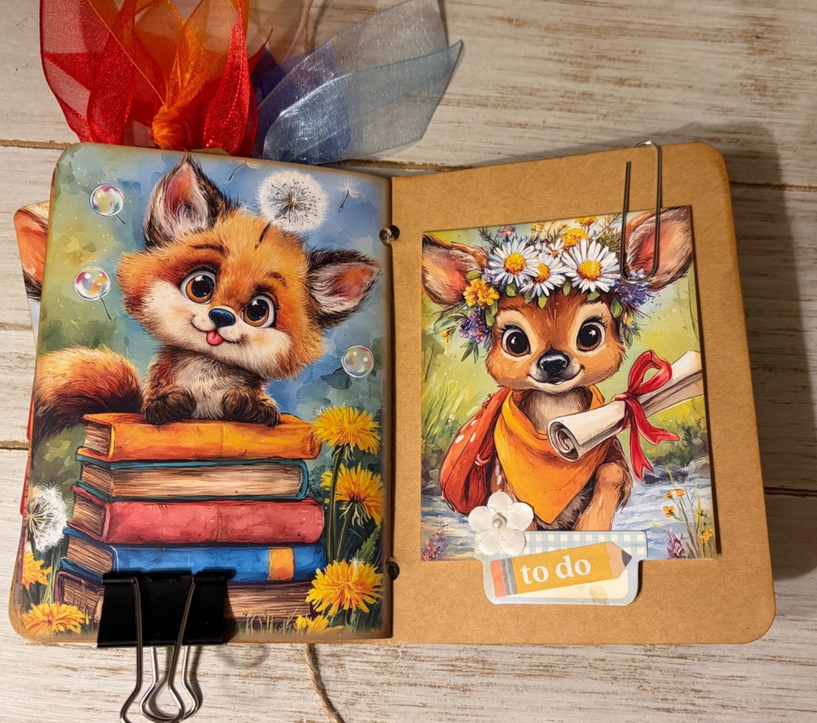 Junk Journal Handmade Booklet Book Vintage «School Days» Pockets, Ephemera