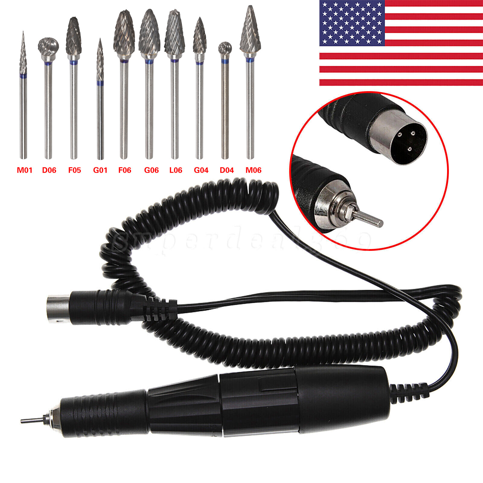Dental Lab Electric Micromotor Polishing Handpiece Fit Marathon 35,000 rpm US