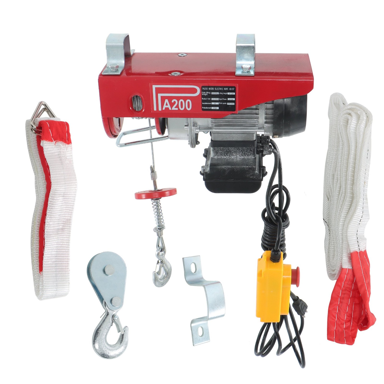 440 LBS/200 KG Miniature Electric Hoist Crane Winch w/ Wired Remote Control 510W