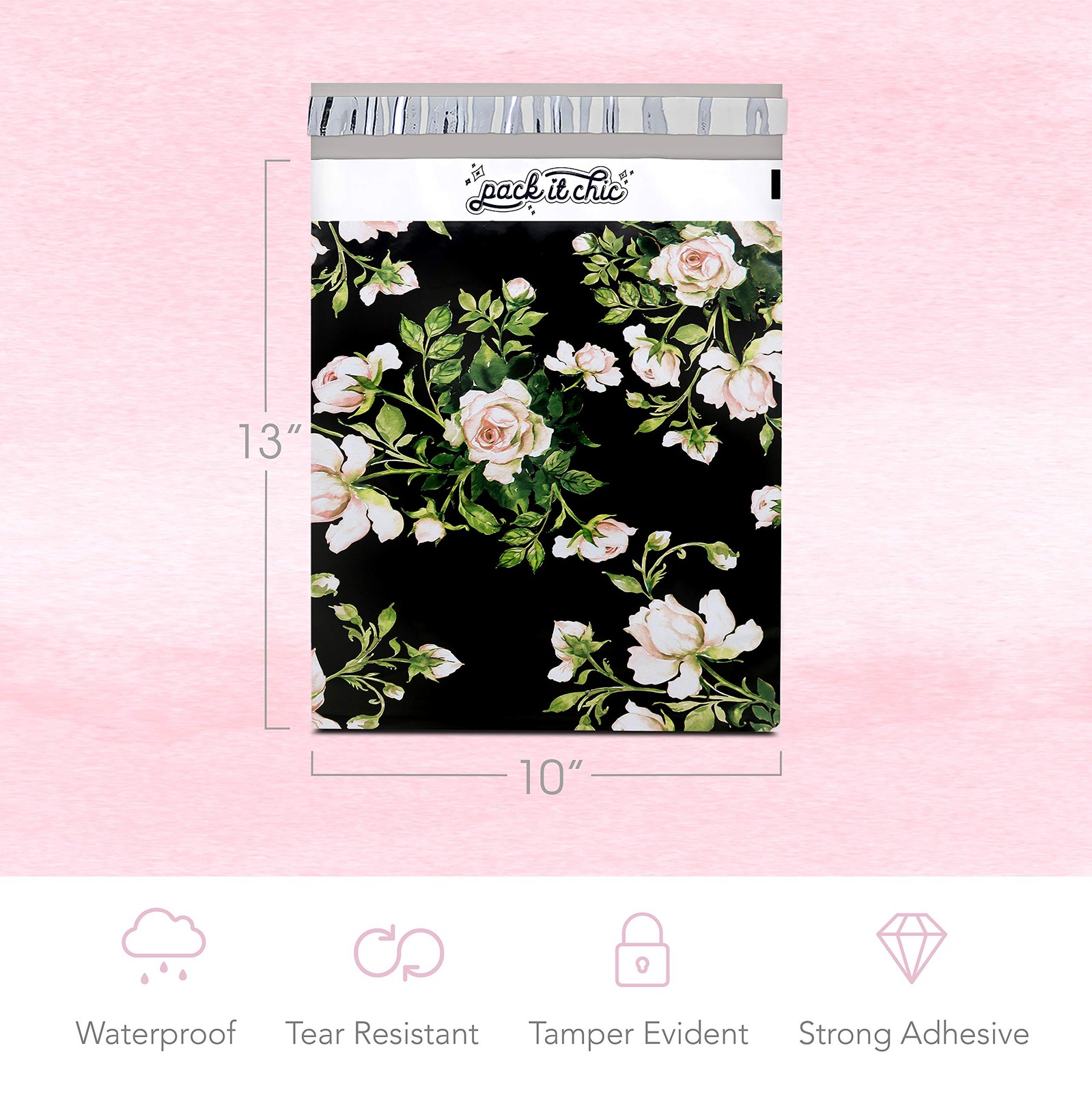 100 Pack Poly Mailers 10x13in Floral Shipping Self Seal Bags