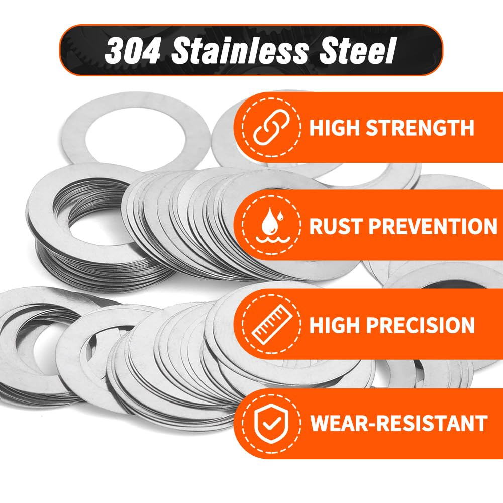 Shim Washer 10 X 16 Precision Spacers Kit 80 Pcs 20 Units X 0.1/0.2/0.3/0.5Mm Th