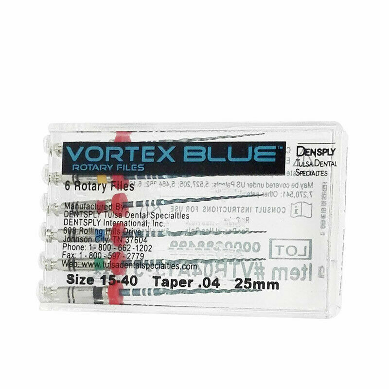 Dentsply Tulsa Dental Vortex Blue 21, 25, 30mm all Taper rotary file 30/pk