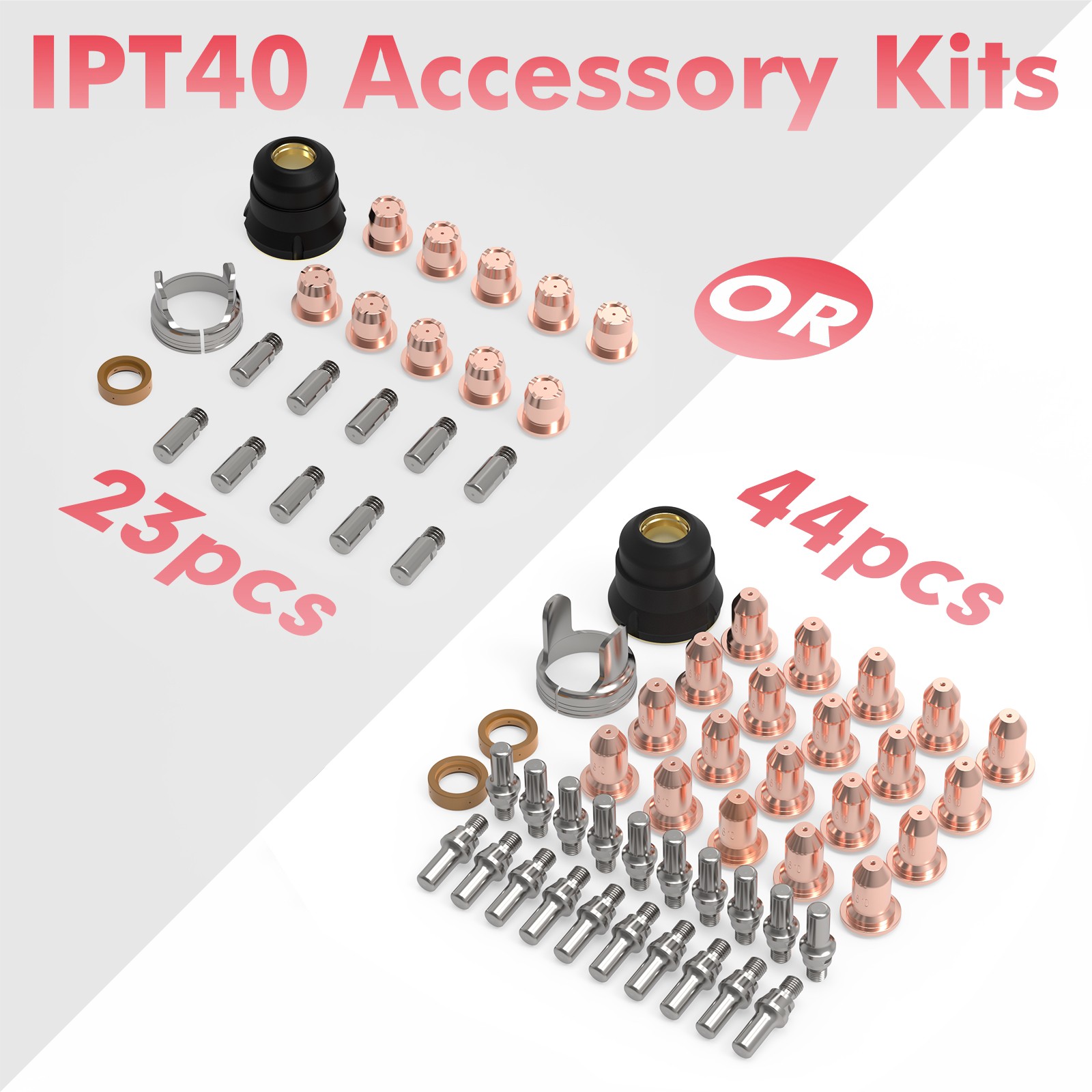 23/44pcs IPT40 Plasma Cutter Consumables for YESWELDER CUT-55DS/65DS