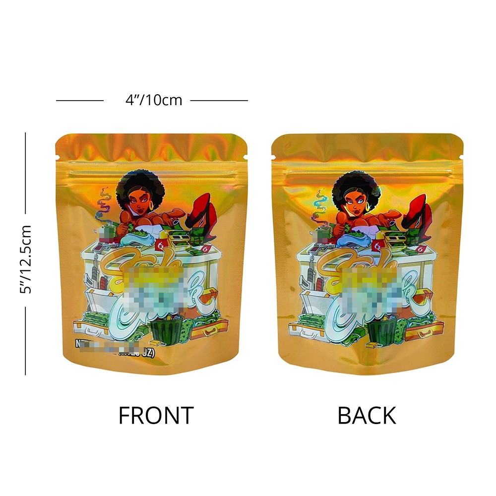 3.5g Smell Proof Resealable Mylar Bags Zip Seal Food Storage Mixed Bags 100pcs