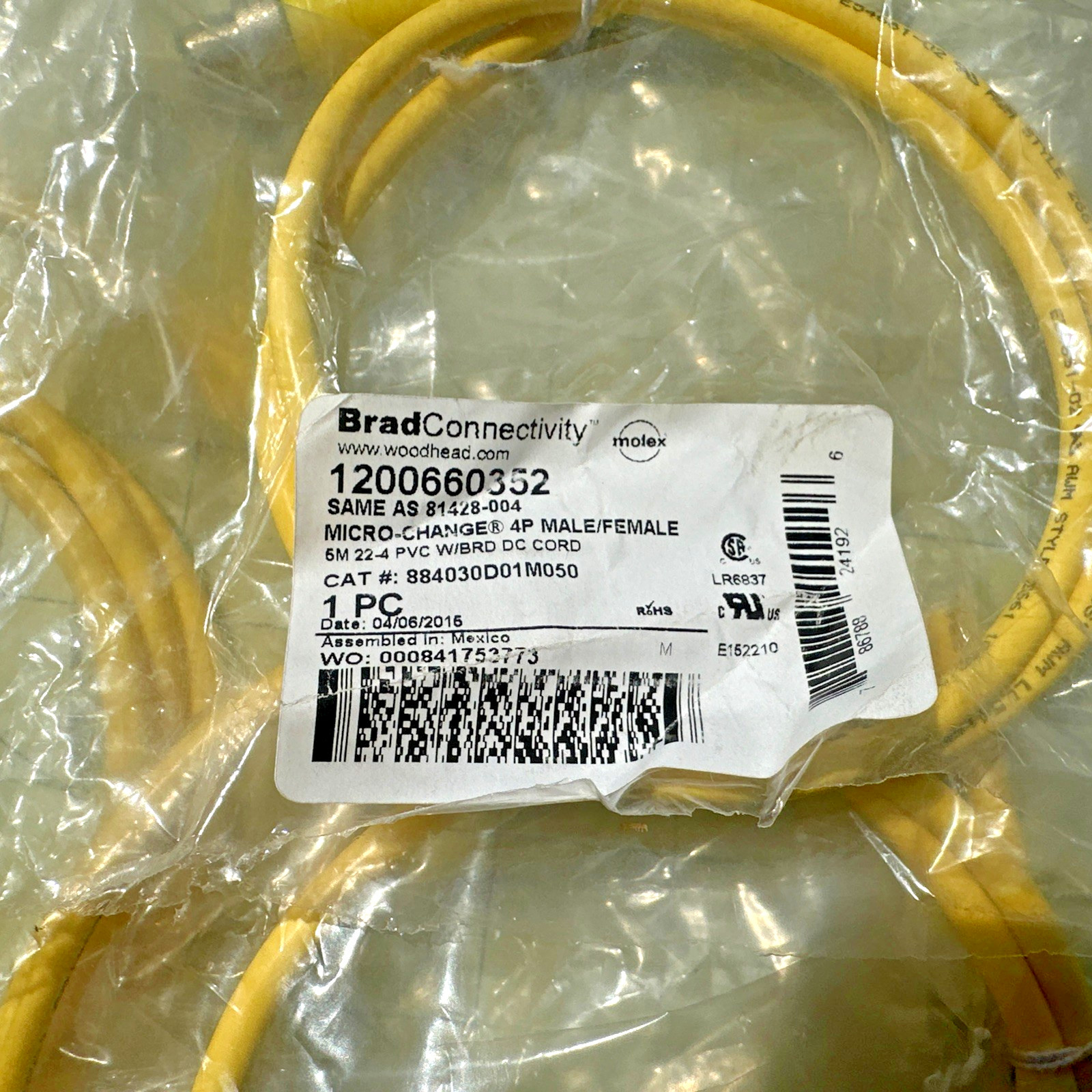 WOODHEAD 1200660352 & 81428-004 Micro Change 4P Male/ Cord End Qty: 3 Units New
