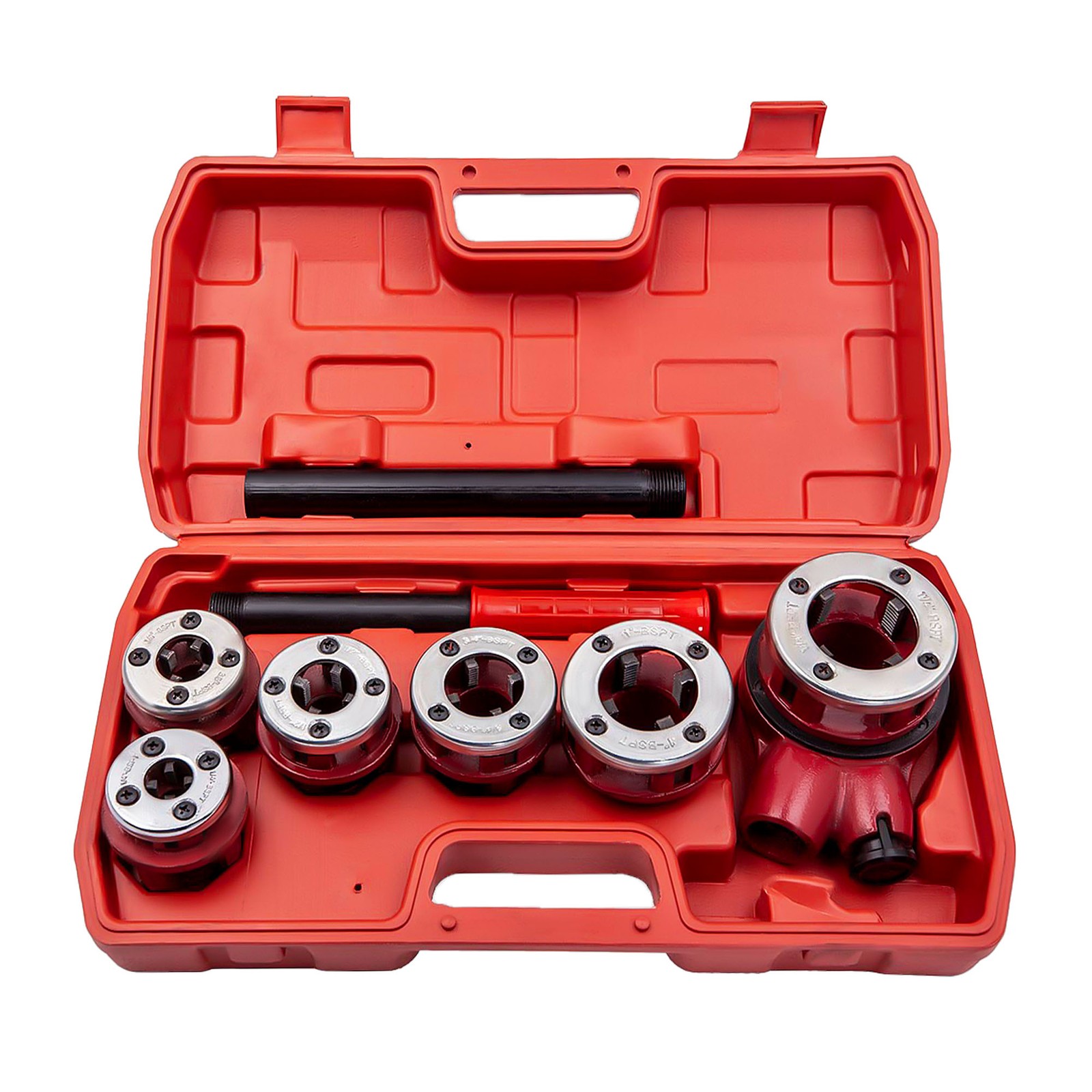 Ratchet Pipe Threader Kit Die Bar Head Handle Tool Set 1/4” 3/4” w/ 6 Dies
