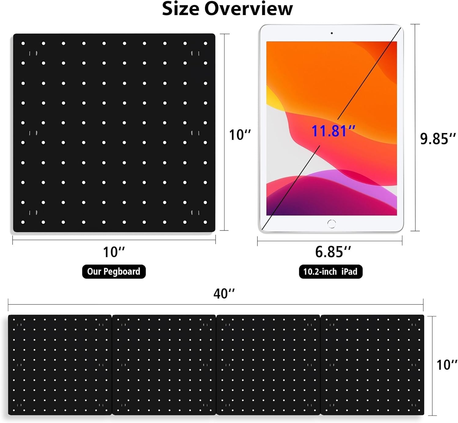 Strong & Lightweight Black Pegboard Wall Organizer Panels for Crafts & Tools
