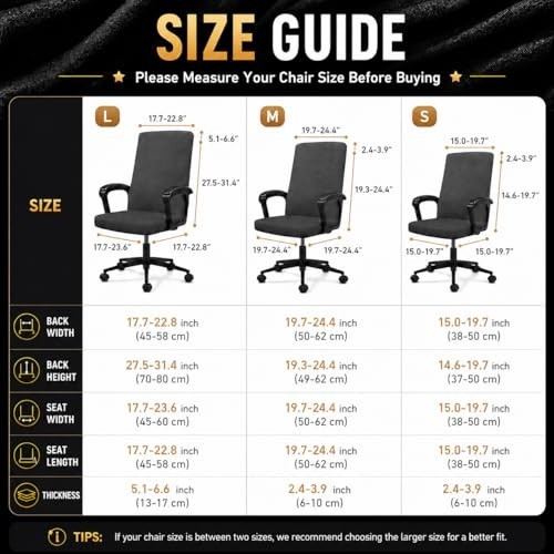 Water Resistant Stretch Computer Office Chair Cover Large Cover, Black