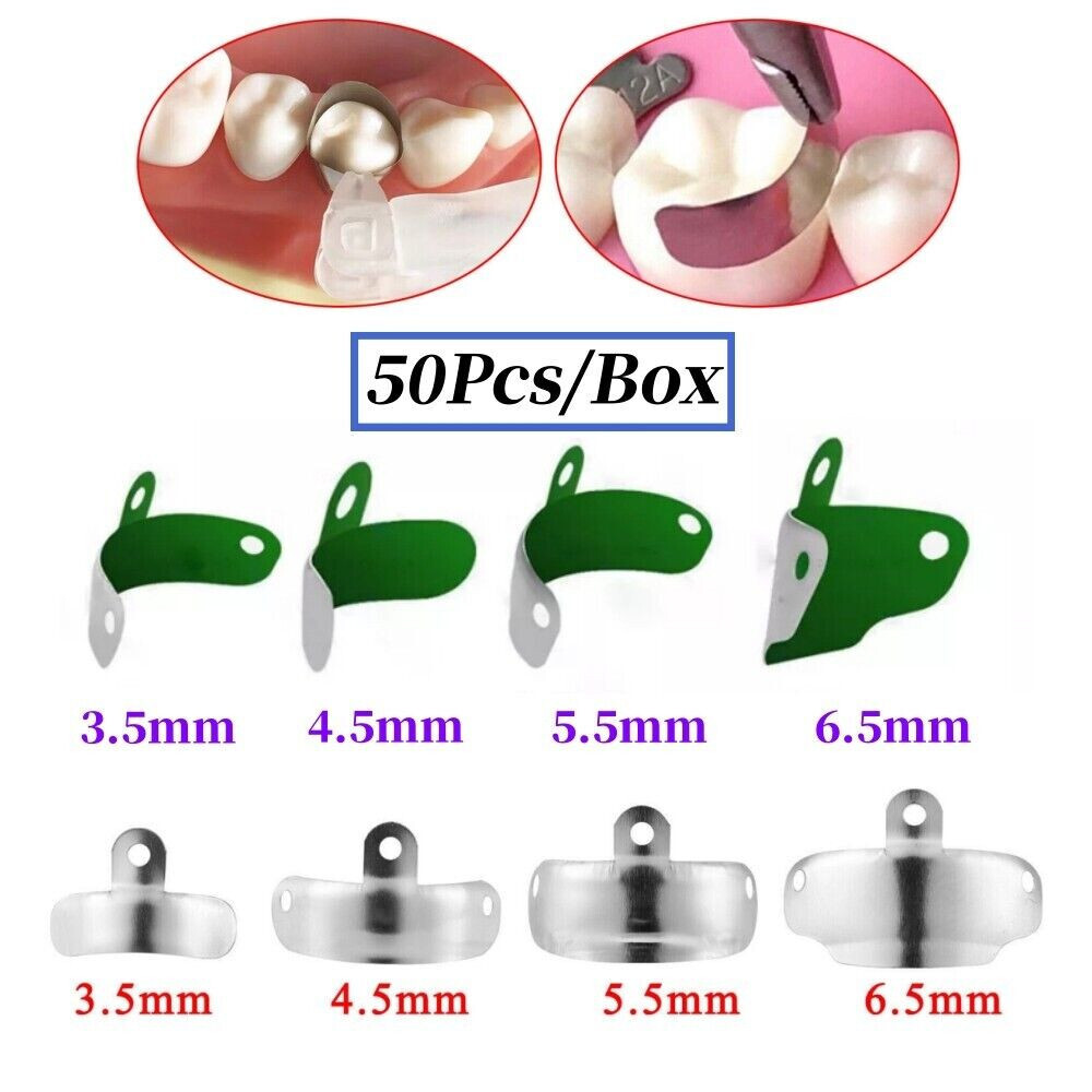 50 Pcs Dental Matrix Bands Palodent V3 Style Sectional Contoured Matrices 4 Size