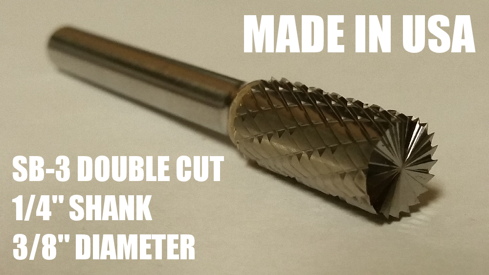 SB3D Cylindrical Cut Tungsten Carbide Burr Bur Cutting Tool Die Grinder Bit 1/4″