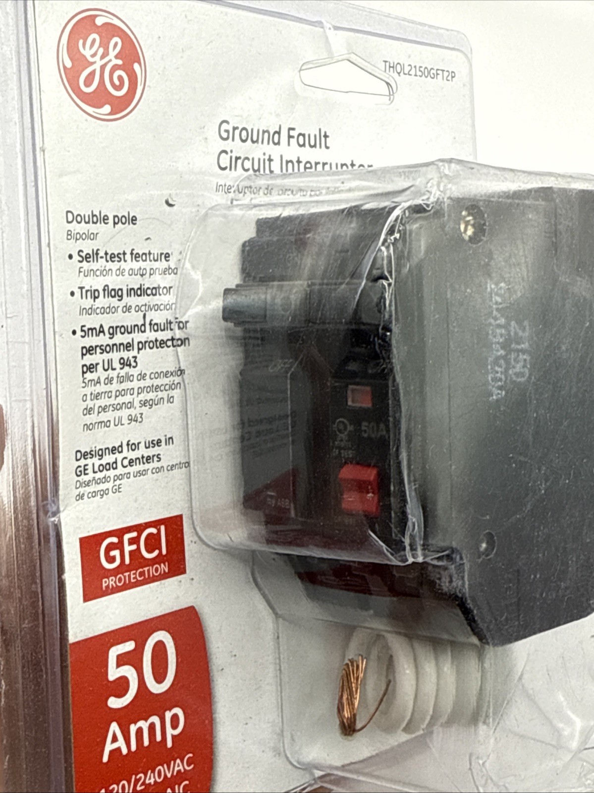 THQL2150GFT2P 50 Amp 2 Pole Circuit Breaker General Electric