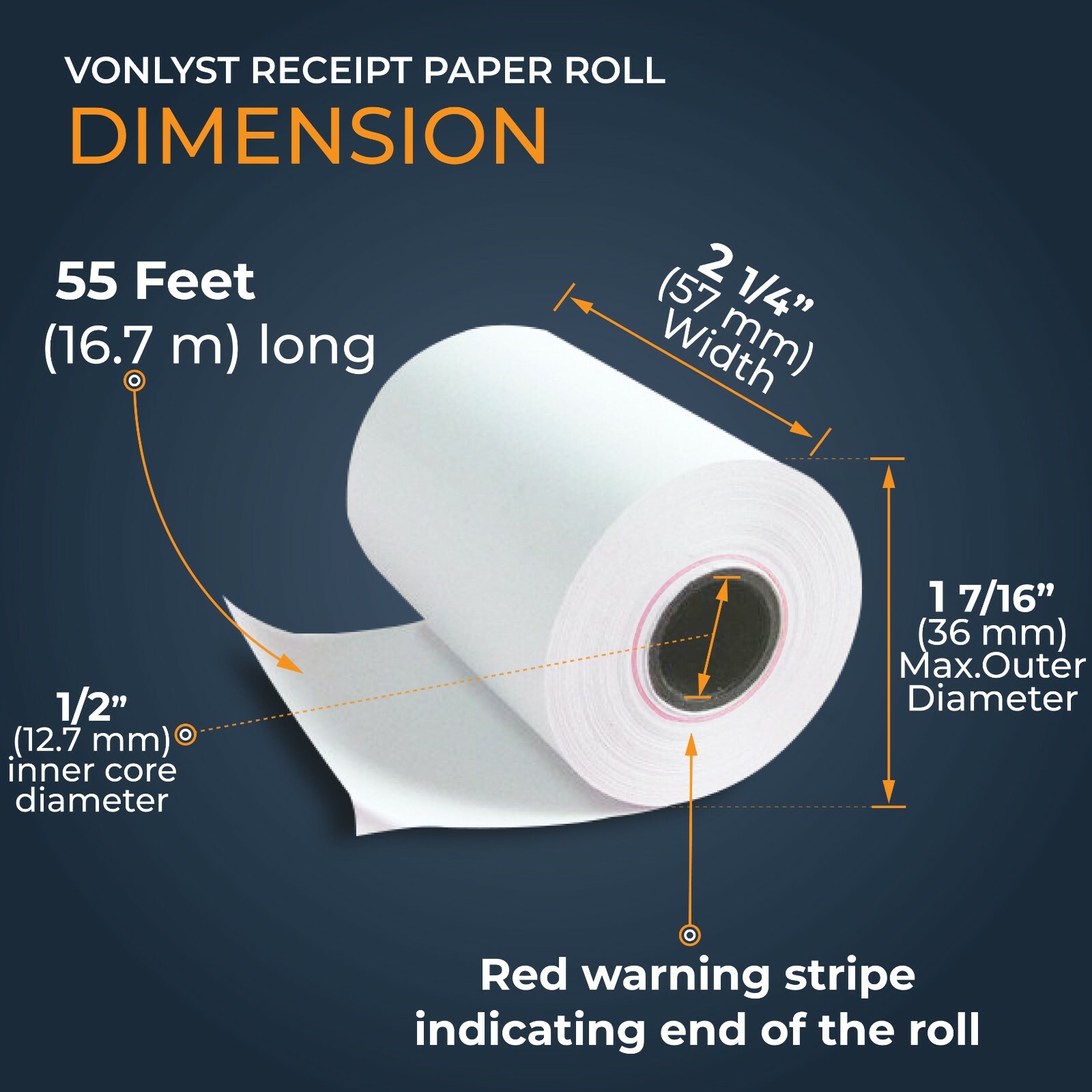 Vonlyst Receipt Paper Roll for Square Terminal Credit Card Machine (20 rolls)