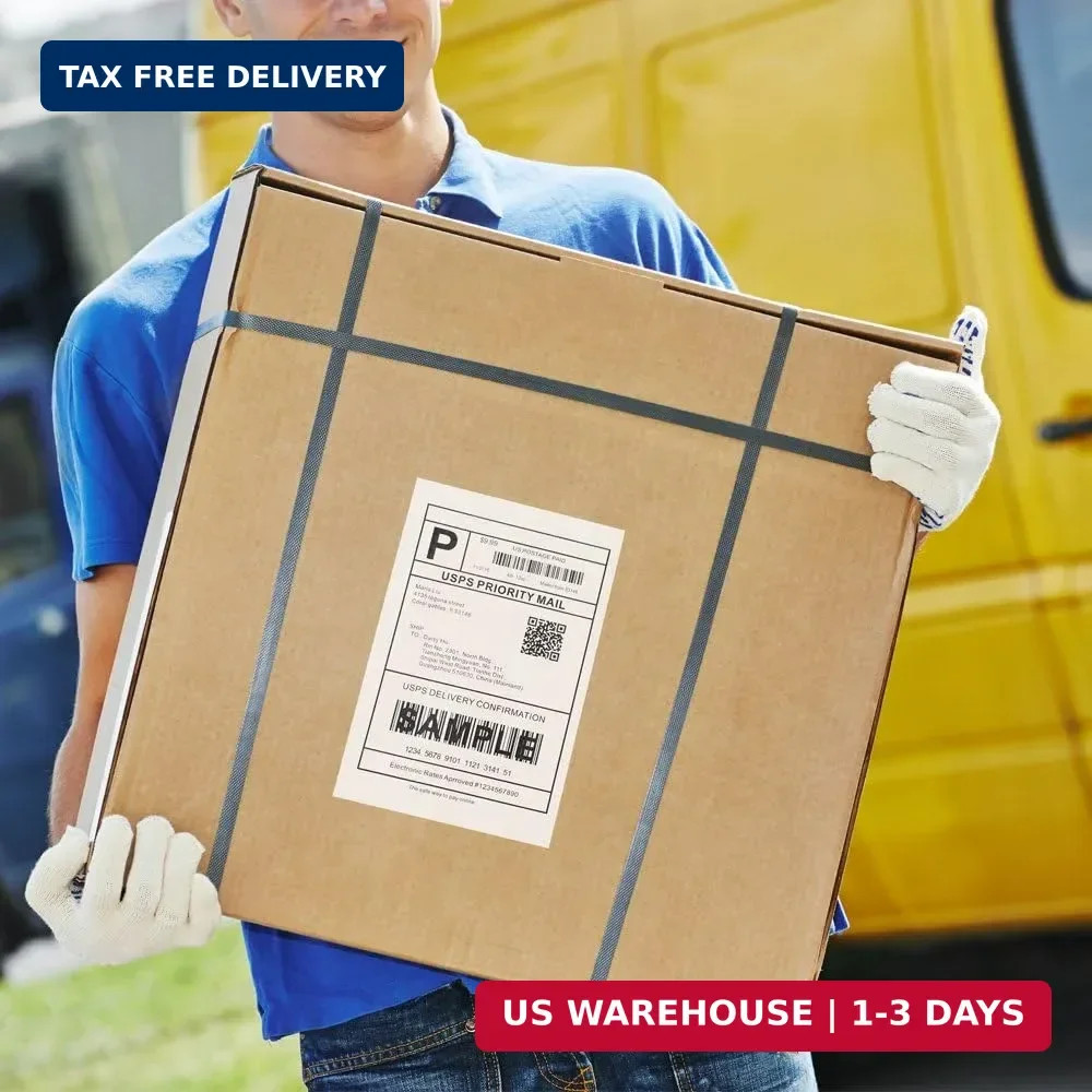 [100 Sheets; 200 Labels] Half Sheet Self Adhesive Shipping Label for Laser & Ink