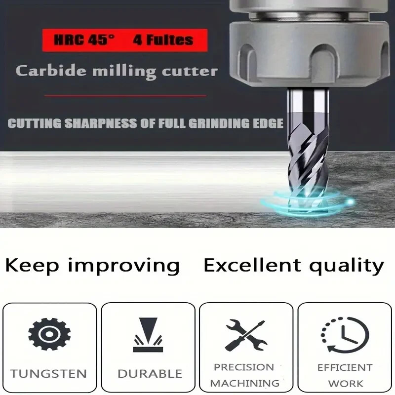 5 PCS 3/8″ 4 FLUTE CARBIDE END MILL – REGULAR LENGTH – TiALN COATED USA