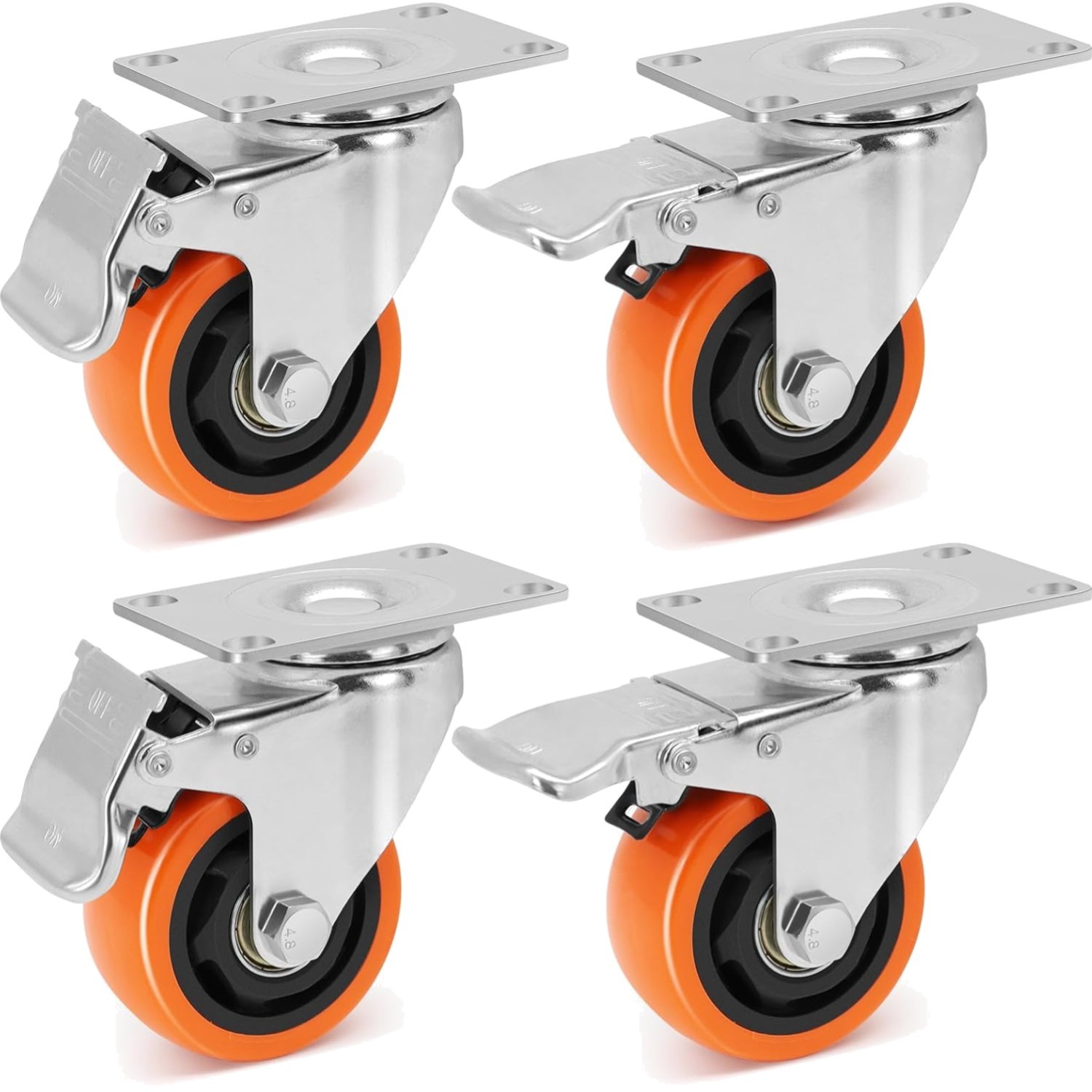 WBD WEIBIDA 3 Inch Swivel Caster Wheels With Brake Set Of 4 1000 Lb