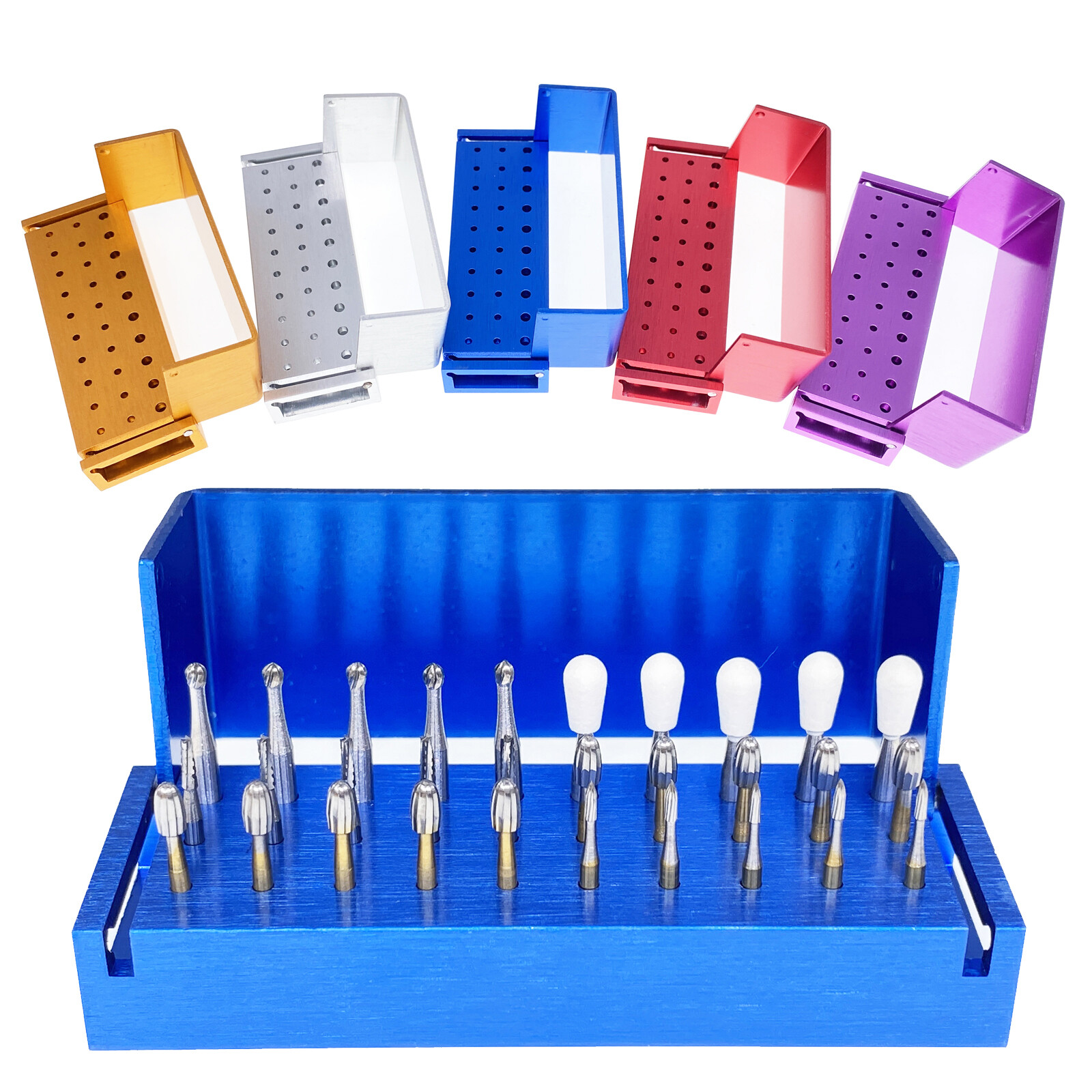 Dental Bur Burs Holder Block Disinfection Box Aluminium Autoclave 30 Holes FDA