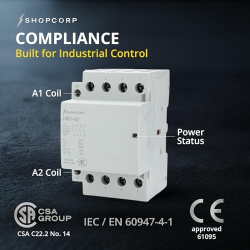4 Pole 120V Coil Normally Open Contactor 60A DIN Rail Mount