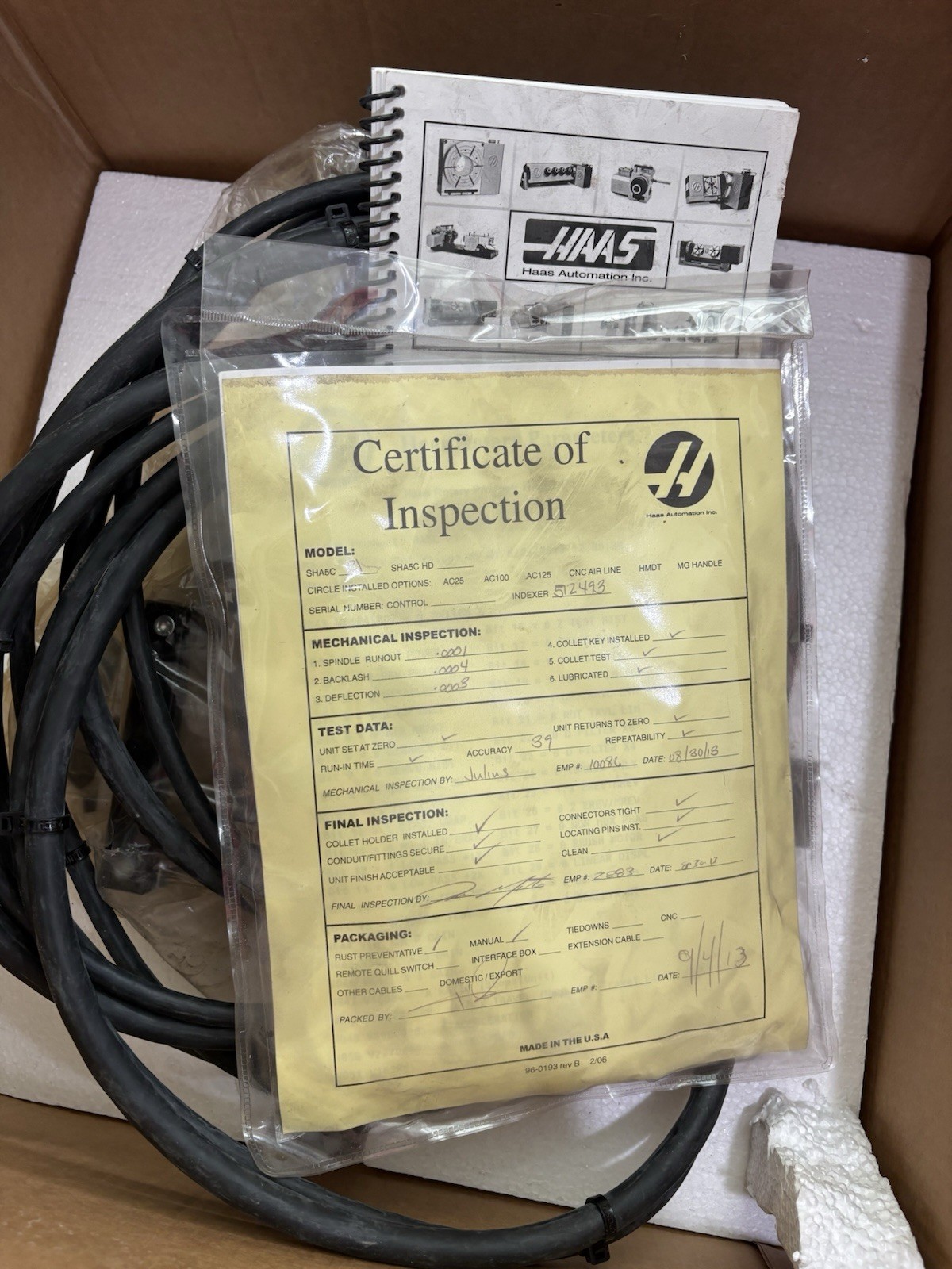 New HAAS HA5C 4th Axis 5C P1 Sigma-1 INDEXER Brushless