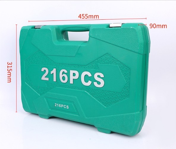 216Pcs Ratchet Wrench Socket Tool w/Storage Case 1/2in,3/8in, 1/4in Drive Socket