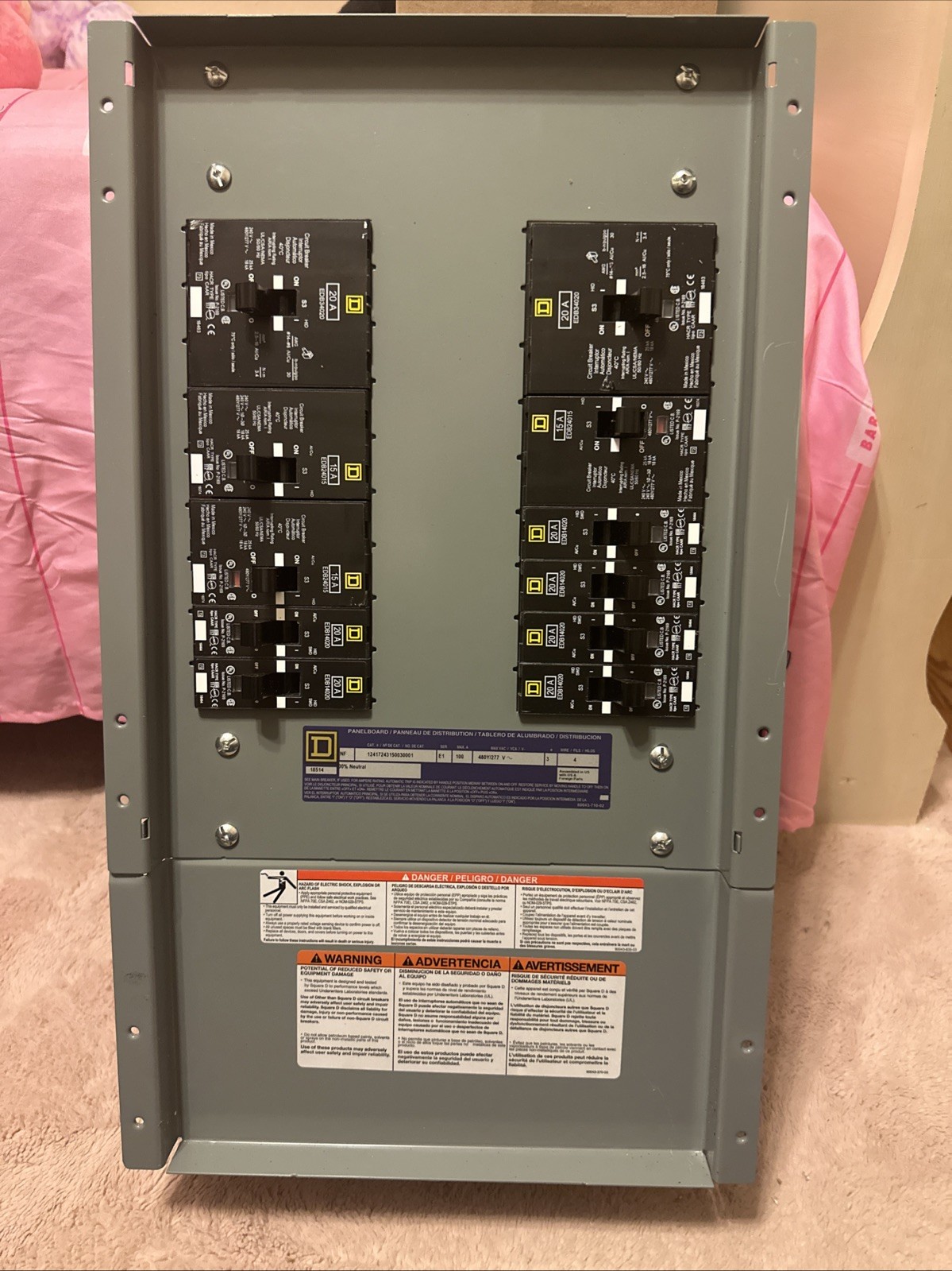 Square D NF Panelboard E1 Ser. 100 Amp. 480/277V 3Ph