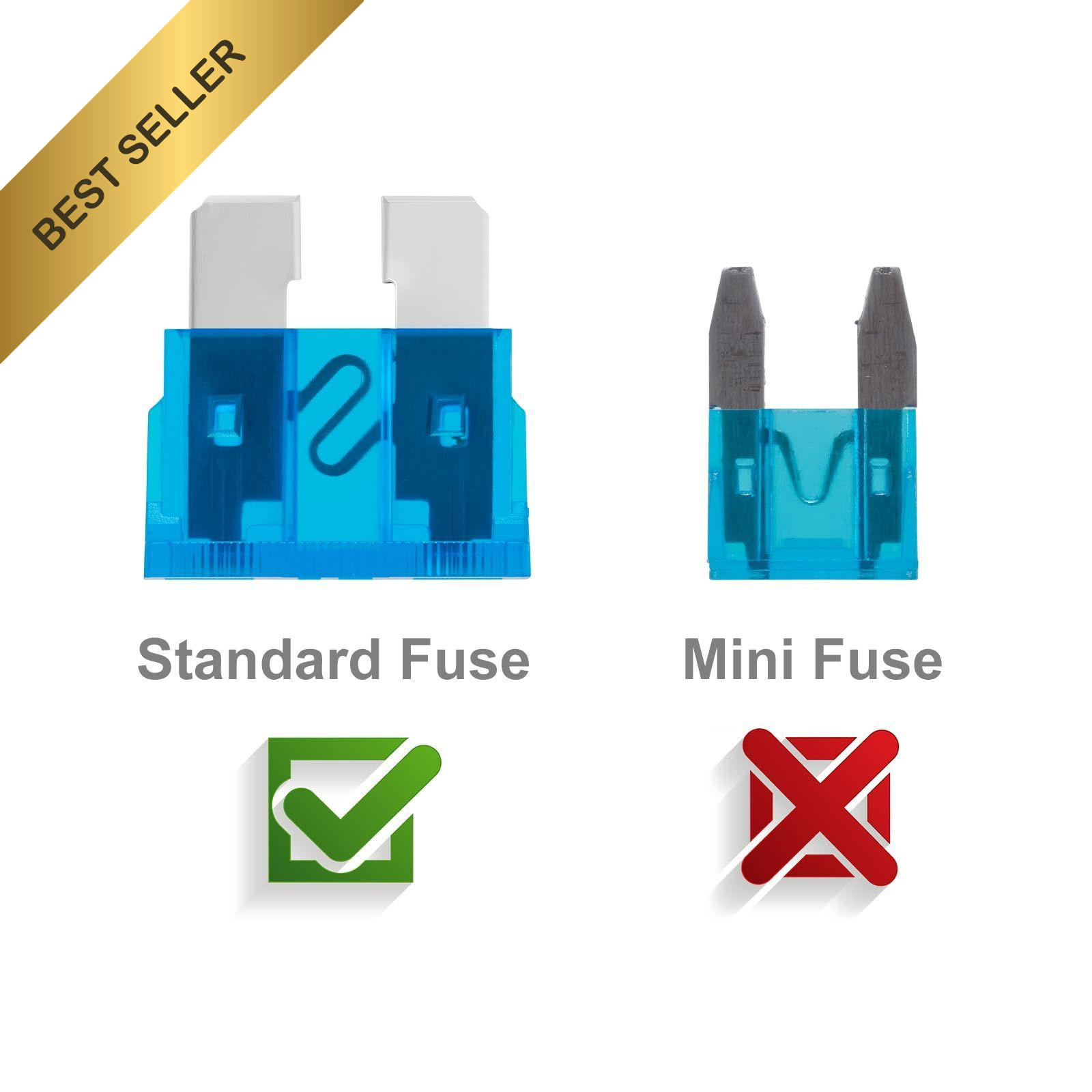 100Pcs Standard Automotive Blade Fuse Assortment Kit for Car Truck Boat Marine